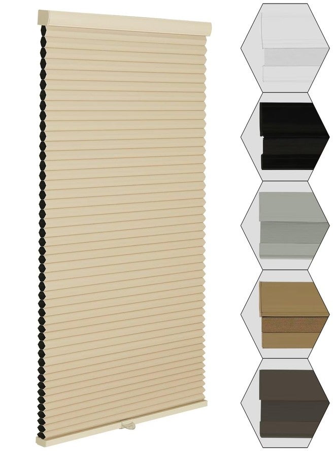 MYshade Cordless Blackout Window Blinds & Shades Pull Down Room Darkening Window Shades Light Blocking Honeycomb Cellular Shade for Indoor Windows Easy to Install 27 inch Wide, H50 Beige Blinds - Image 1